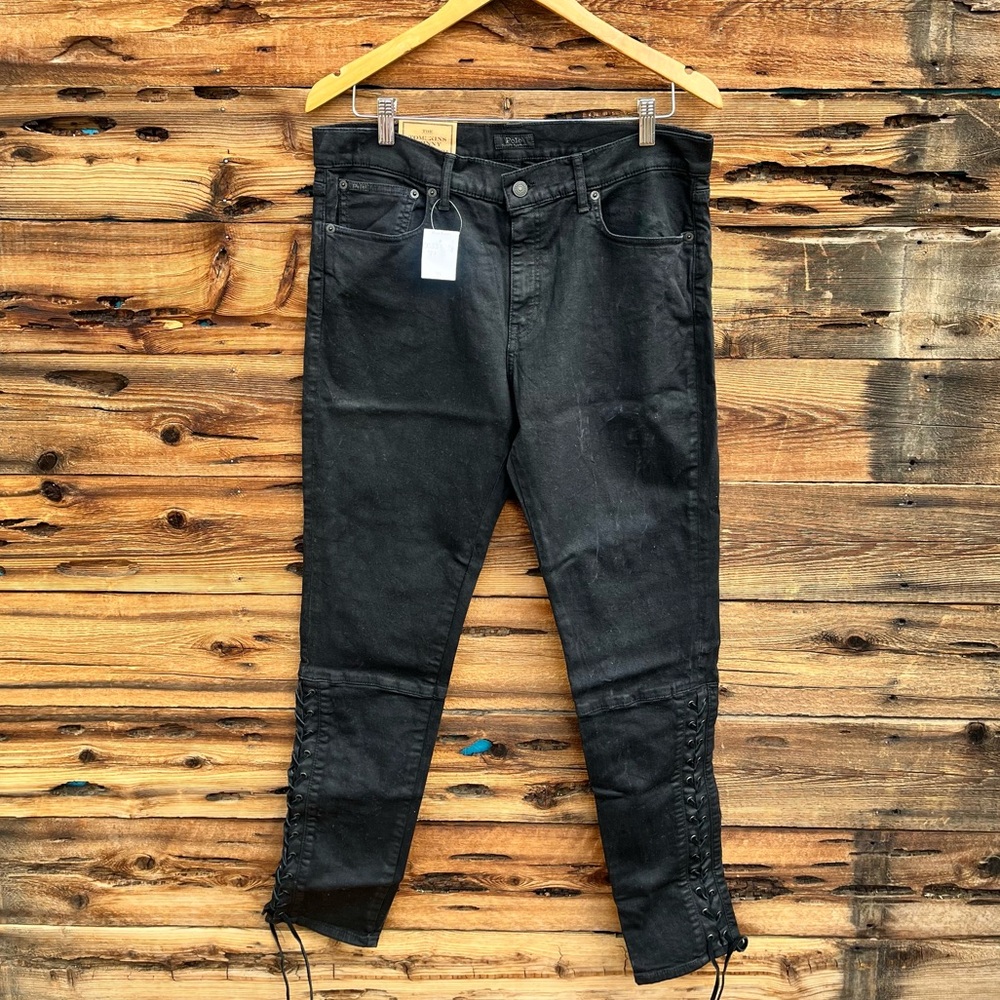 POLO | Ralph Lauren NWT Tompkins Skinny Black Lace Up Jeans 31